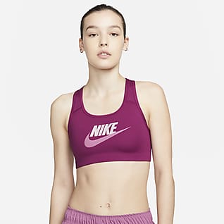 Nike Dri-FIT Swoosh Brassière de sport à maintien normal et à motifs avec coussinet une pièce pour Femme