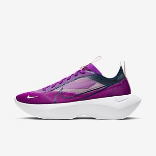 purple and white nike shoes