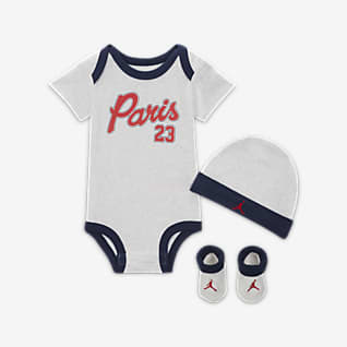 Paris Saint-Germain Conjunto de gorro, body e carapins para bebé (12-24 meses)