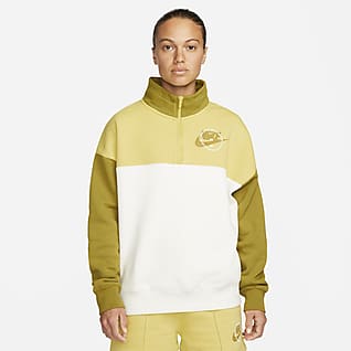 Nike Sportswear Çeyrek Fermuarlı Grafikli Fleece Kadın Üstü