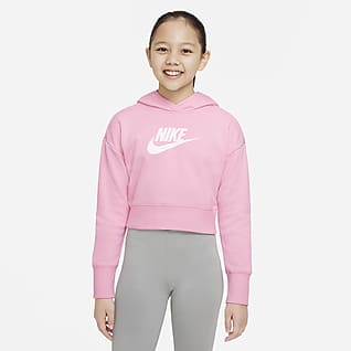 Nike Sportswear Club Kort huvtröja i sweatshirttyg för ungdom (tjejer)