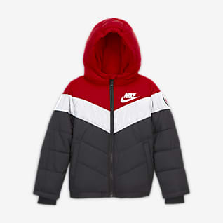 nike black small logo longline padded jacket