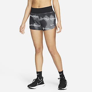 Nike Dri-FIT Eclipse Hardloopshorts met halfhoge taille en print voor dames