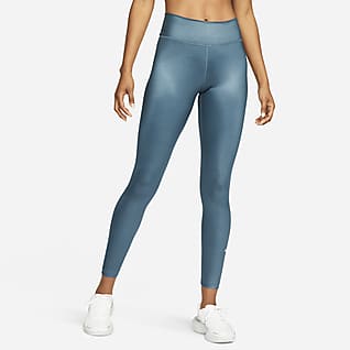 Nike Dri-FIT One Glanzende legging met halfhoge taille voor dames
