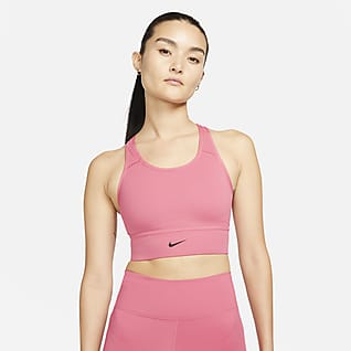 Nike Dri-FIT Swoosh สปอร์ตบราผู้หญิงซัพพอร์ตระดับกลางช่วงตัวยาวมีแผ่นฟองน้ำ 1 ชิ้น