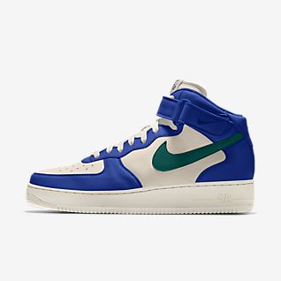 nike air force high tops blue and white