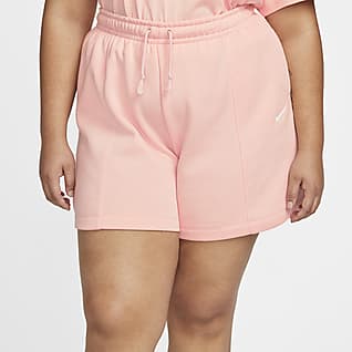 Nike Sportswear Essential Shorts de tiro alto de tejido Fleece para mujer (talla grande)