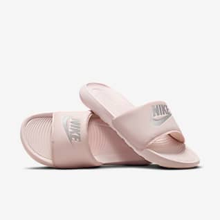 womens nike slides pink and black
