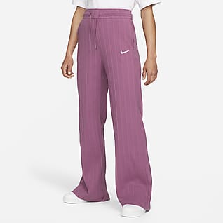 Nike Sportswear Pantalones anchos de jersey de tejido rib para mujer