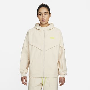 Nike Sportswear Icon Clash เสื้อแจ็คเก็ตบอยเฟรนด์ผู้หญิงแบบทอ