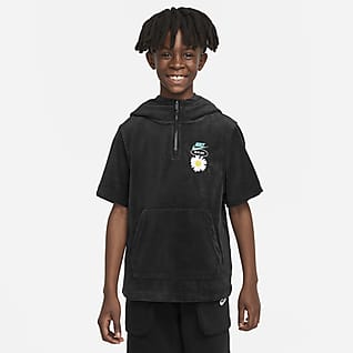 Nike Sportswear Κοντομάνικη μπλούζα με κουκούλα για μεγάλα αγόρια