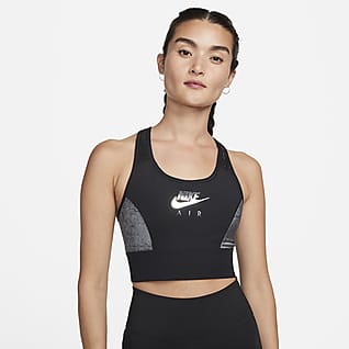 Nike Air Dri-FIT Swoosh สปอร์ตบราผู้หญิงซัพพอร์ตระดับกลางแบบไม่เสริมฟองน้ำ