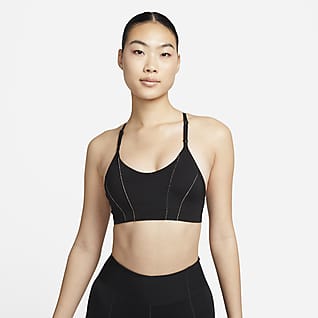 Nike Yoga Dri-FIT Indy 女款輕度支撐型襯墊金屬色貼條運動內衣