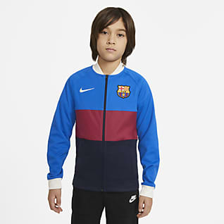 FC Barcelona Dresowa bluza piłkarska z zamkiem na całej długości dla dużych dzieci