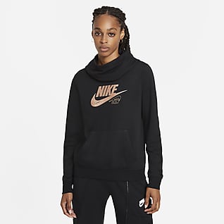 Nike Sportswear Club Fleece Sudadera con capucha con brillo y cuello en embudo para mujer