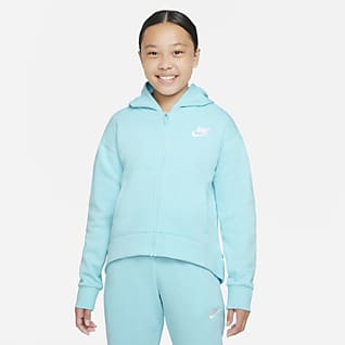Nike Sportswear Club Fleece Sudadera con gorro de cierre completo para niña talla grande