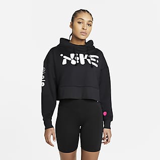 black nike crop top hoodie