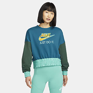 Nike Sportswear เสื้อคอกลมผ้าฟลีซโอเวอร์ไซส์ผู้หญิง