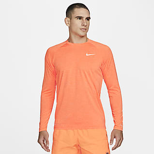 Nike Men's Heathered Long-Sleeve Hydroguard Swim Shirt