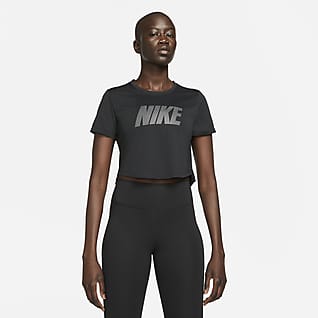 Nike Dri-FIT One Korte damestop met graphic, standaardpasvorm en korte mouwen