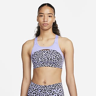 Nike Dri-FIT Swoosh Brassière de sport non rembourrée à maintien normal et imprimé léopard pour Femme