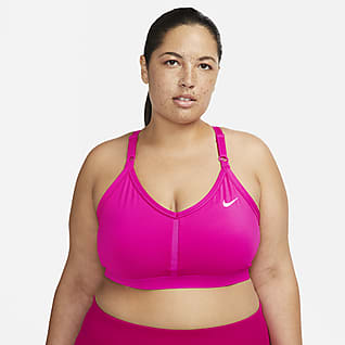 Nike Dri-FIT Indy สปอร์ตบราคอวีผู้หญิงซัพพอร์ตระดับต่ำเสริมฟองน้ำ (พลัสไซส์)