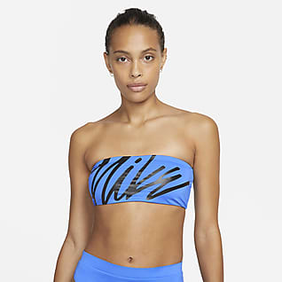 Nike Multi Logo Bandeau Bikini Top Top de bikini sin tirantes para mujer