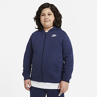 Nike Sportswear Club Fleece Sudadera con gorro de cierre completo para niño talla grande (talla amplia)