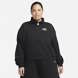 Nike Sportswear Air Camiseta de tejido Fleece con cremallera de 1/4 (Talla grande) - Mujer