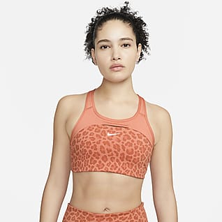 Nike Dri-FIT Swoosh Bra deportivo con estampado de leopardo sin almohadilla de media sujeción para mujer