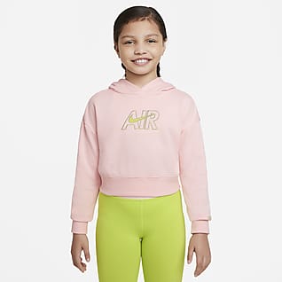 Nike Air Μπλούζα crop με κουκούλα από ύφασμα French Terry για μεγάλα κορίτσια