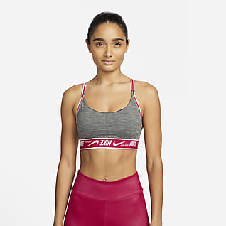 Nike Dri-FIT Indy Спортивное бра с легкой поддержкой для йоги с вкладышем и логотипом