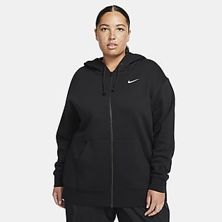 Nike Sportswear Essentials Felpa in fleece con cappuccio e zip a tutta lunghezza (Plus size) - Donna