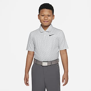 Nike Dri-FIT Victory Golfskjorte med trykk til store barn (gutt)