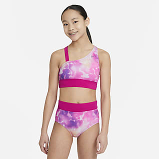 Nike Big Kids' (Girls') Asymmetrical Top and High-Waisted Bikini