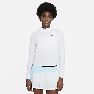 NikeCourt Dri-FIT Victory Camisola de ténis de manga comprida com fecho até meio para mulher