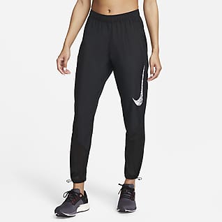 Nike Dri-FIT Swoosh Run Γυναικείο παντελόνι μεσαίου ύψους από διχτυωτό υλικό για τρέξιμο
