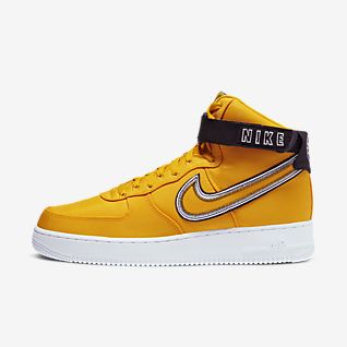 black and yellow nike high tops