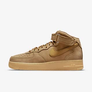 brown and tan air force ones