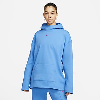 Nike Sportswear Felpa oversize in fleece con cappuccio e collo a imbuto