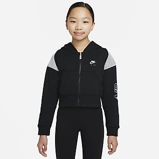 Nike Air Dzianinowa bluza z kapturem i zamkiem na całej długości dla dużych dzieci (dziewcząt)