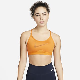 Nike Dri-FIT Indy Gepolsterter Sport-BH mit leichtem Halt und Grafik für Damen
