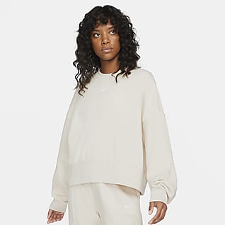 Nike Sportswear Collection Essentials Sudadera de cuello redondo de tejido Fleece oversized para mujer