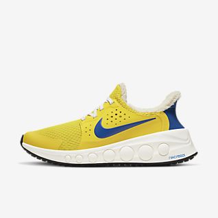 blue yellow and white nike shoes