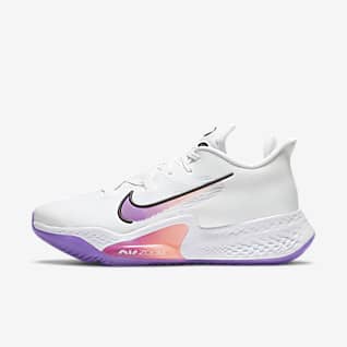 pink and white basketball shoes