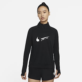 Nike Dri-FIT Swoosh Run 女款 1/4 開襟拉鍊跑步中層上衣
