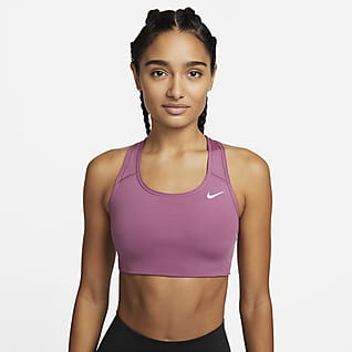 Nike Dri-FIT Swoosh Sujetador deportivo de sujeción media sin almohadilla - Mujer