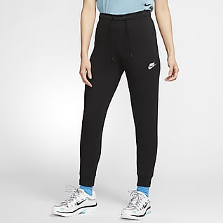 nike trend fleece loose fit cuffed sweatpants in blac