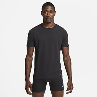 Nike Everyday Cotton Stretch Camiseta interior de cuello redondo de ajuste entallado para hombre (paquete de 2)