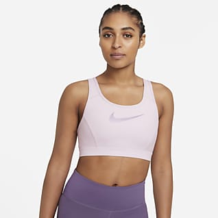 Nike Dri-FIT Swoosh Femme Bra deportivo de espalda profunda de sujeción media con almohadilla de una sola pieza para mujer